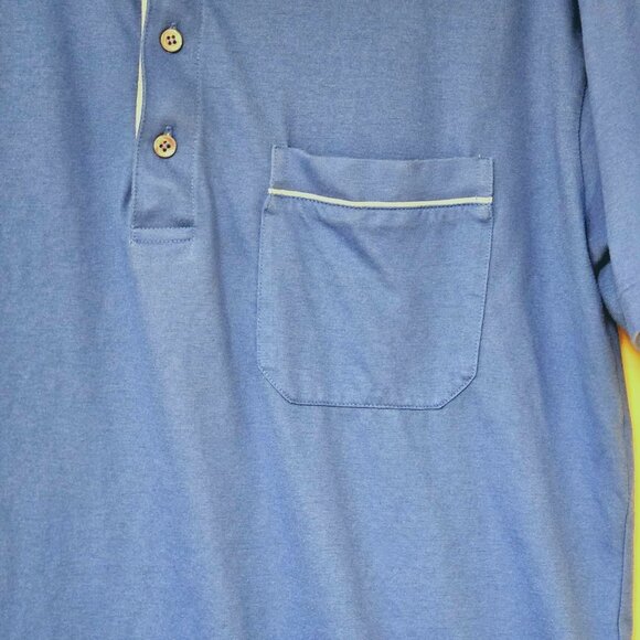 Editions Van Heusen Mens Polo Shirt Blue Size L Cotton Polyester Shoulder Button - Picture 7 of 9